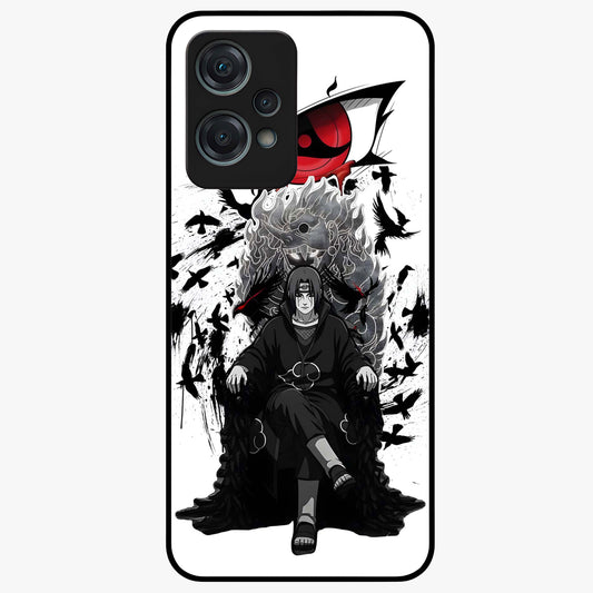 Uchiha Shadow Throne Glass Case for 1+Nord Ce 2 Lite intense front view featuring dark anime inspired throne artwork