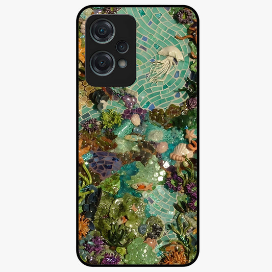 Underwater Mosaic Art Glass Case for 1+Nord Ce 2 Lite artistic front view featuring mosaic inspired underwater artwork