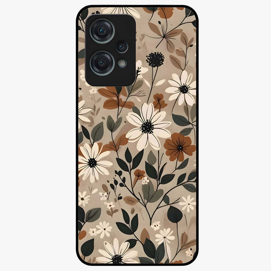 Vector Flowers Glass Case for 1+Nord Ce 2 Lite clean front view featuring sharp vector style floral artwork