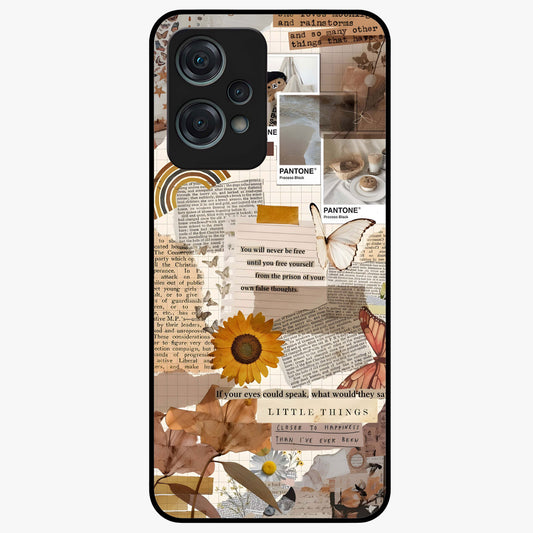 Vintage Aesthetic Collage Glass Case for 1+Nord Ce 2 Lite artistic front view featuring layered retro collage artwork