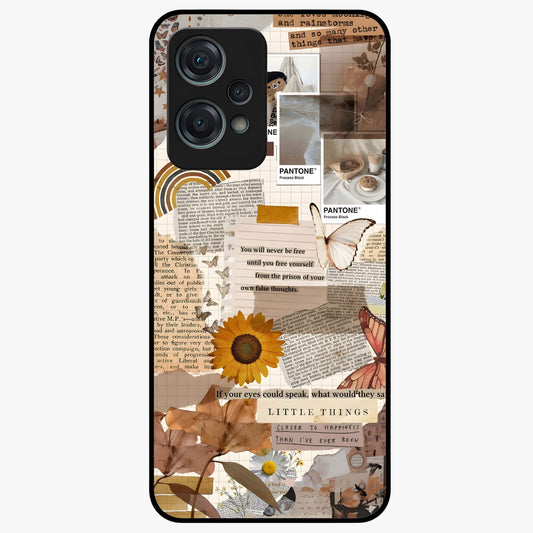 Vintage Aesthetic Collage Glass Case for 1+Nord Ce 2 Lite artistic front view featuring layered retro collage artwork