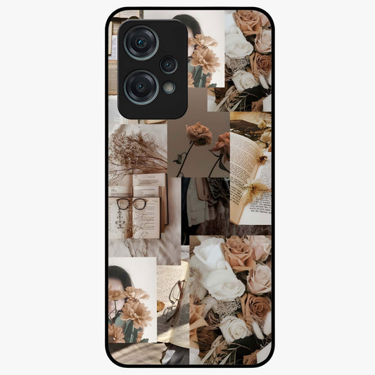 Vintage Bloom Story Glass Case for 1+Nord Ce 2 Lite elegant front view featuring classic floral artwork with nostalgic vibe
