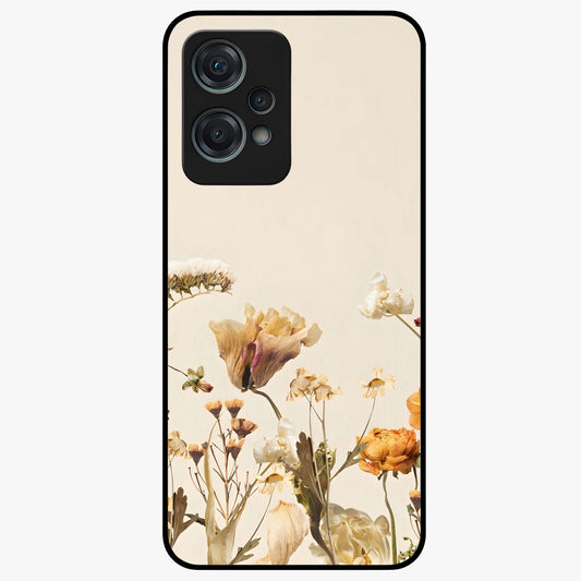 Vintage Petal Love With Custom Name Glass Case for 1+Nord Ce 2 Lite romantic front view featuring floral artwork with personalized name detail