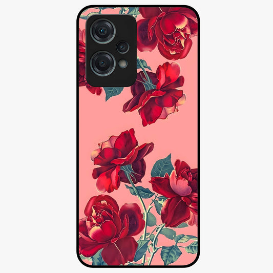 Vintage Rose Beauty Glass Case for 1+Nord Ce 2 Lite elegant front view featuring classic rose artwork in muted vintage tones