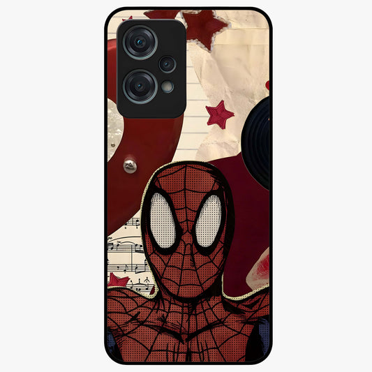 Web Warrior Vibes Glass Case for 1+Nord Ce 2 Lite dynamic front view featuring superhero inspired web themed artwork