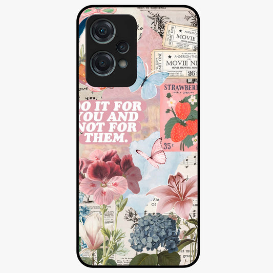 Whimsical Vintage Aesthetic Glass Case for 1+Nord Ce 2 Lite charming front view featuring dreamy retro inspired artwork