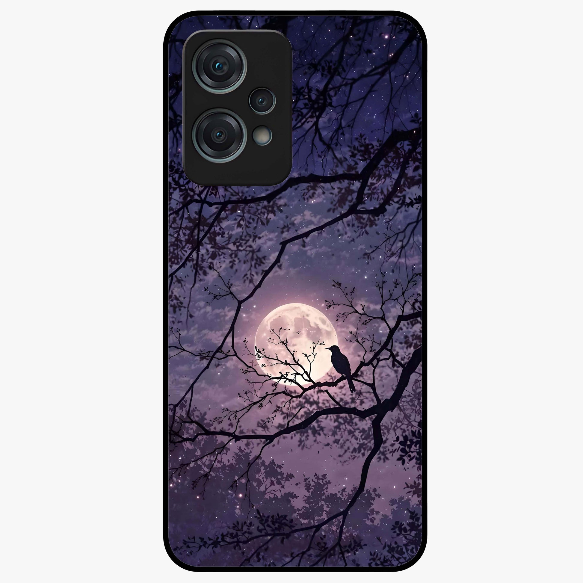 Whispering Moon Silence Glass Case for 1+Nord Ce 2 Lite serene front view featuring moon inspired artwork in calm night tones