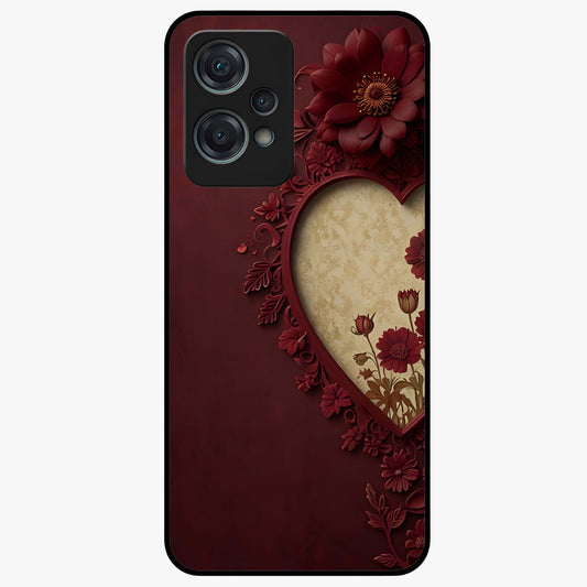 Wine Heart Vintage Art Glass Case for 1+Nord Ce 2 Lite romantic front view featuring heart shaped vintage wine inspired artwork