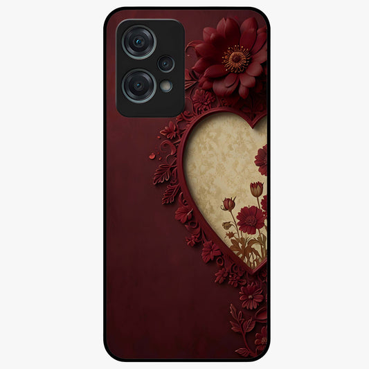 Wine Heart Vintage Art Glass Case for 1+Nord Ce 2 Lite romantic front view featuring heart shaped vintage wine inspired artwork