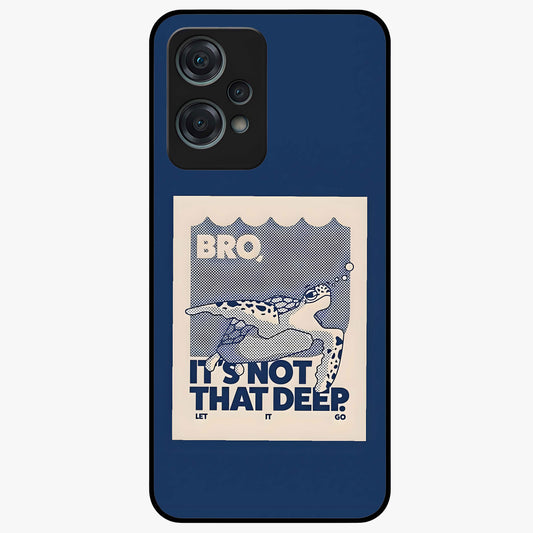 Worry Less Swim Glass Case for 1+Nord Ce 2 Lite uplifting front view featuring motivational typography with aquatic theme