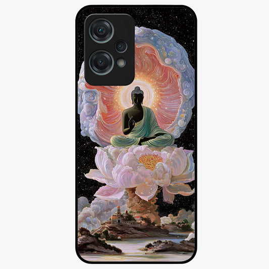 Zen Lotus Realm Glass Case for 1+Nord Ce 2 Lite peaceful front view featuring lotus artwork with calm spiritual tones