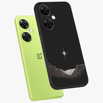 Cosmic Dream Night Glass Case for 1+Nord CE 3 Lite angled mockup showcasing glossy finish and rich midnight gradients