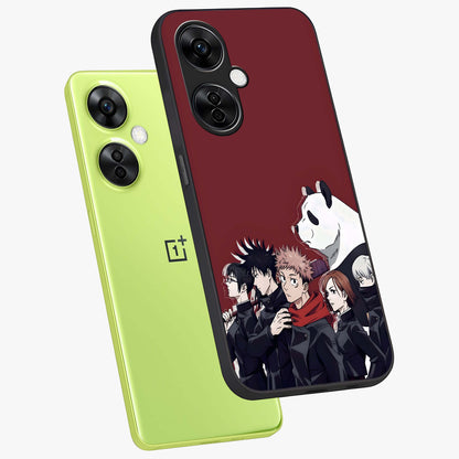 Crimson Crow Judgment Glass Case for 1+Nord CE 3 Lite angled mockup showcasing glossy finish and intense dark aesthetic