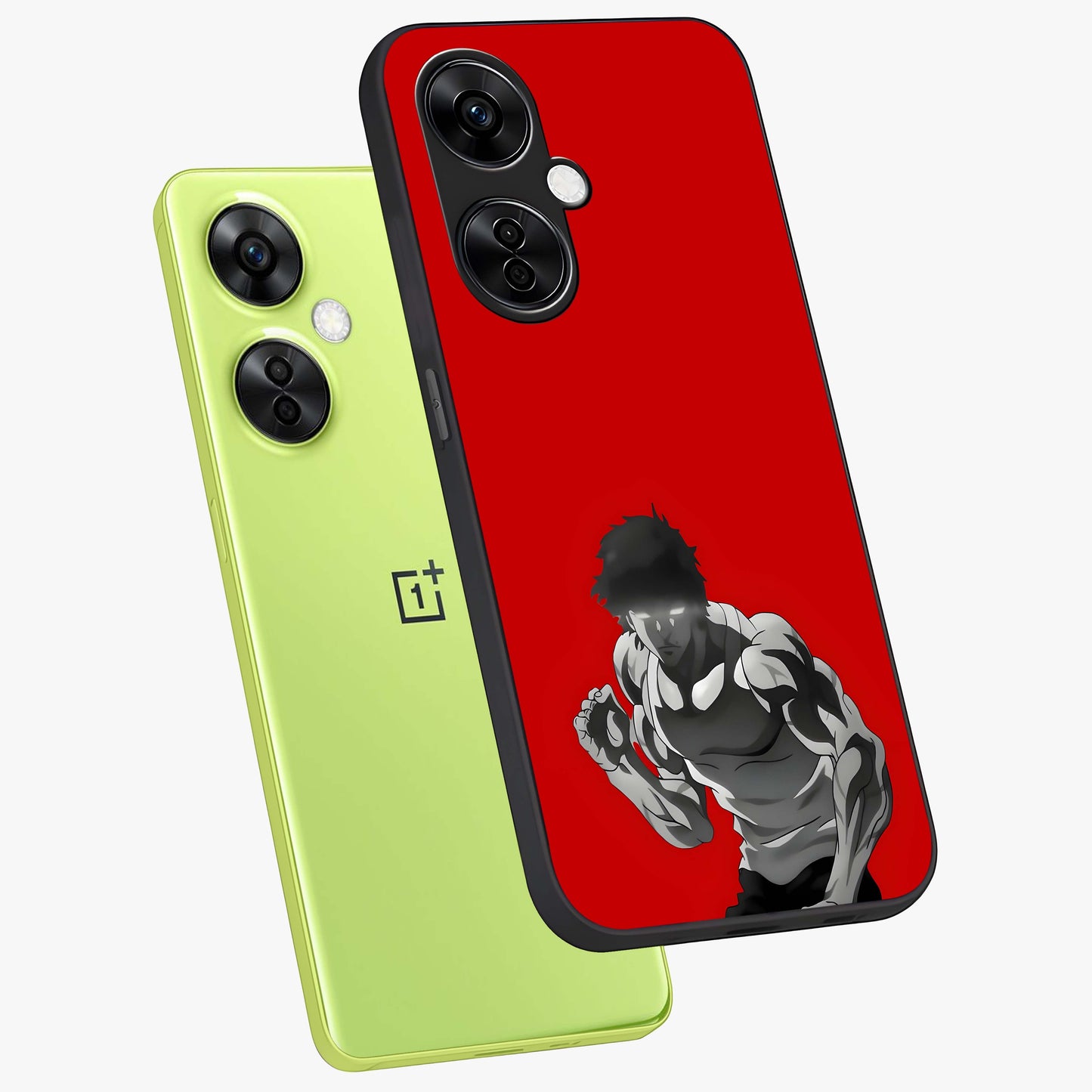 Crimson Power Rush Glass Case for 1+Nord CE 3 Lite angled mockup showcasing glossy finish and high energy design