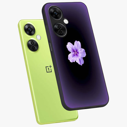 Flower on Soft Violet Gradient Glass Case for 1+Nord CE 3 Lite angled mockup showcasing glossy finish and pastel purple tones