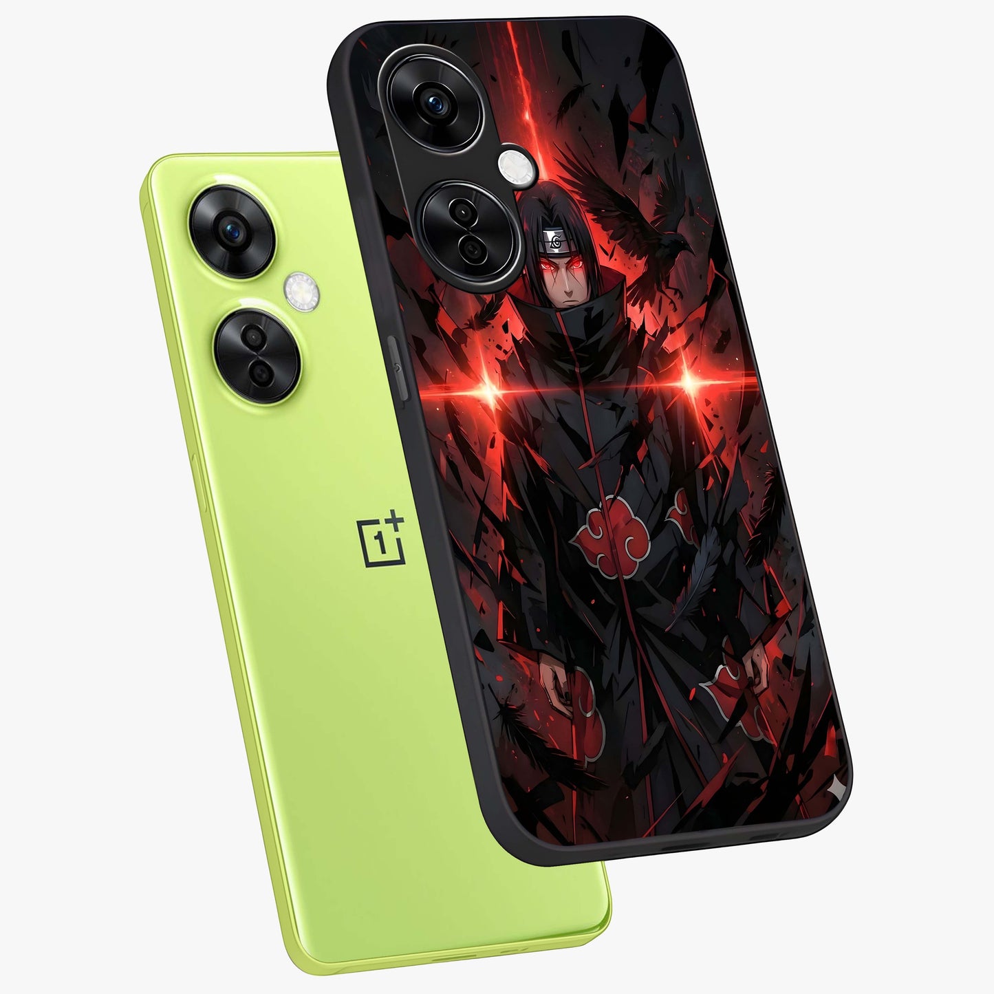 Focused Blade Discipline Glass Case for 1+Nord CE 3 Lite angled mockup showcasing glossy finish and intense warrior detailing