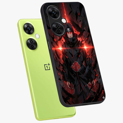 Focused Blade Discipline Glass Case for 1+Nord CE 3 Lite angled mockup showcasing glossy finish and intense warrior detailing