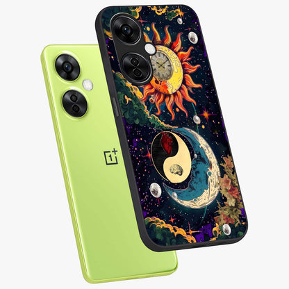 Future Universe Glass Case for 1+Nord CE 3 Lite angled mockup showcasing glossy finish and vibrant space tones