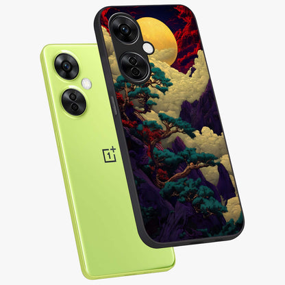 Golden Moon Horizon Glass Case for 1+Nord CE 3 Lite angled mockup showcasing glossy finish and warm gradient tones