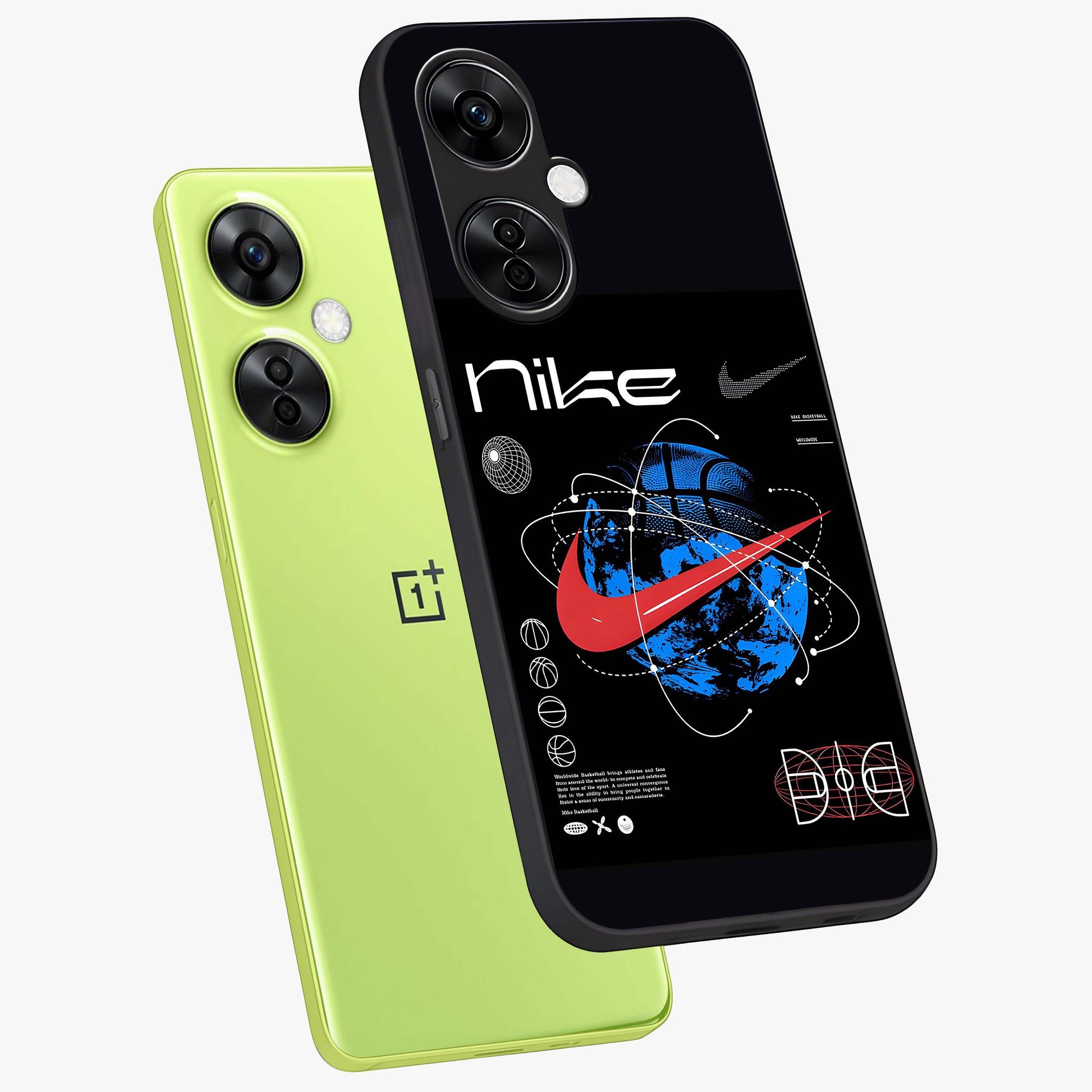 Gravity Sports Fusion Glass Case for 1+Nord CE 3 Lite angled mockup showcasing glossy finish and high energy detailing