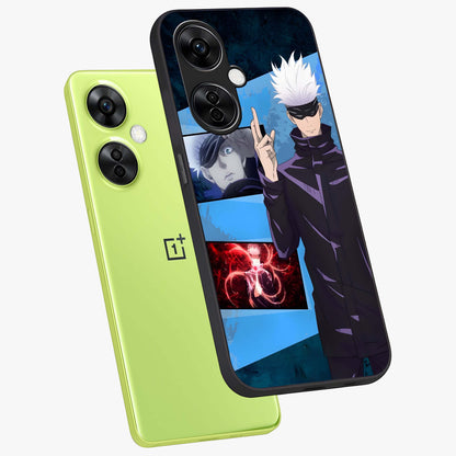 Infinite Curse Sorcerer Glass Case for 1+Nord CE 3 Lite captured at a warm angle highlighting mystical energy details, gloss, and edge clarity.