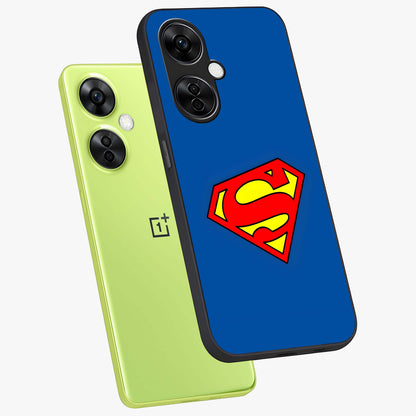Legendary Hero Emblem Glass Case for 1+Nord CE 3 Lite angled mockup showcasing glossy glass finish and strong graphic detailing