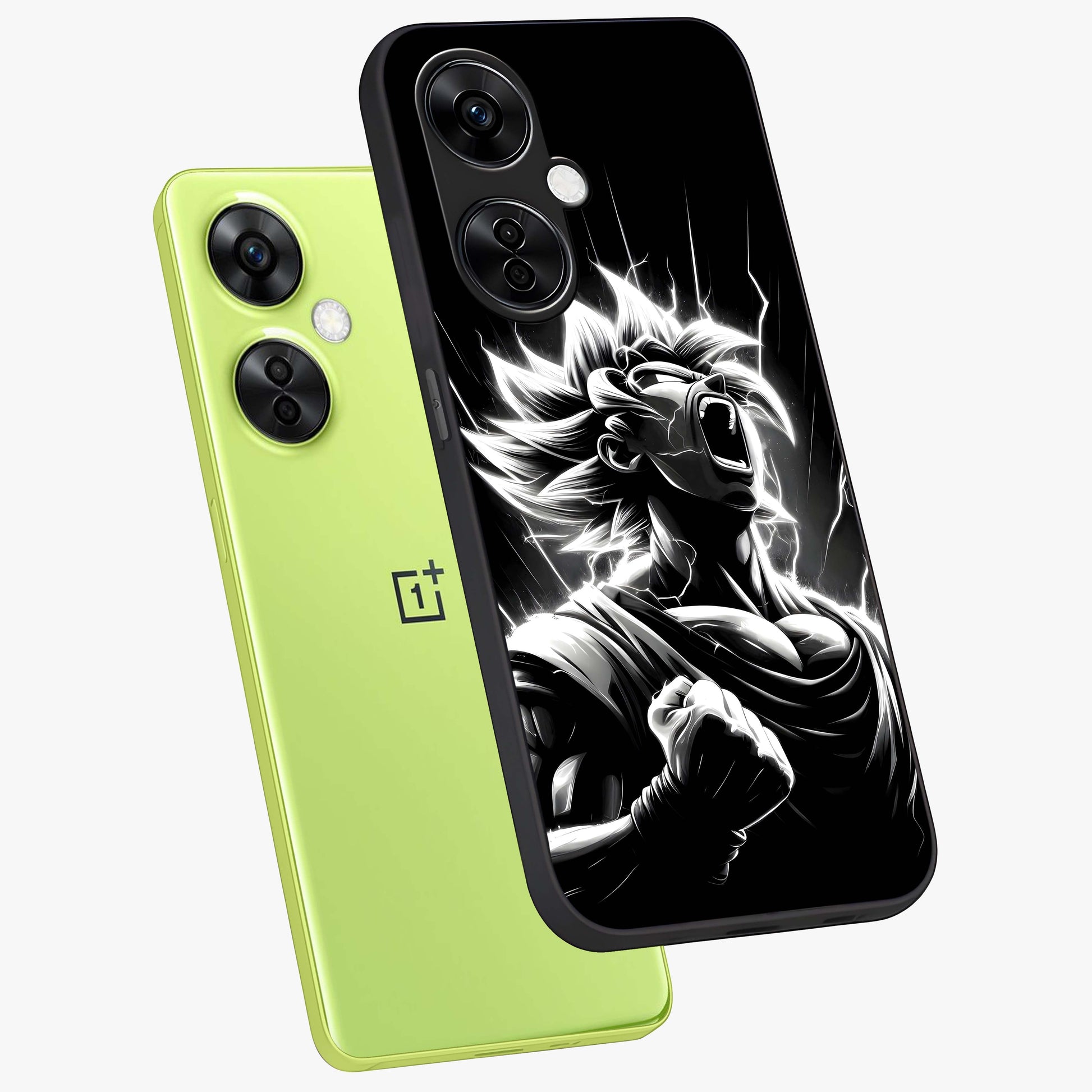 Limitless Power Unleashed Glass Case for 1+Nord CE 3 Lite angled mockup showcasing glossy finish and dramatic power detailing