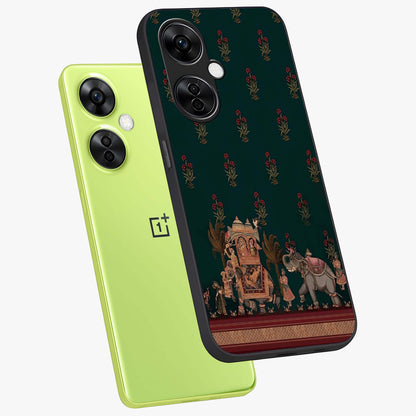 Macmerise Glass Case for 1+Nord CE 3 Lite angled mockup showcasing glossy finish and vibrant design tones