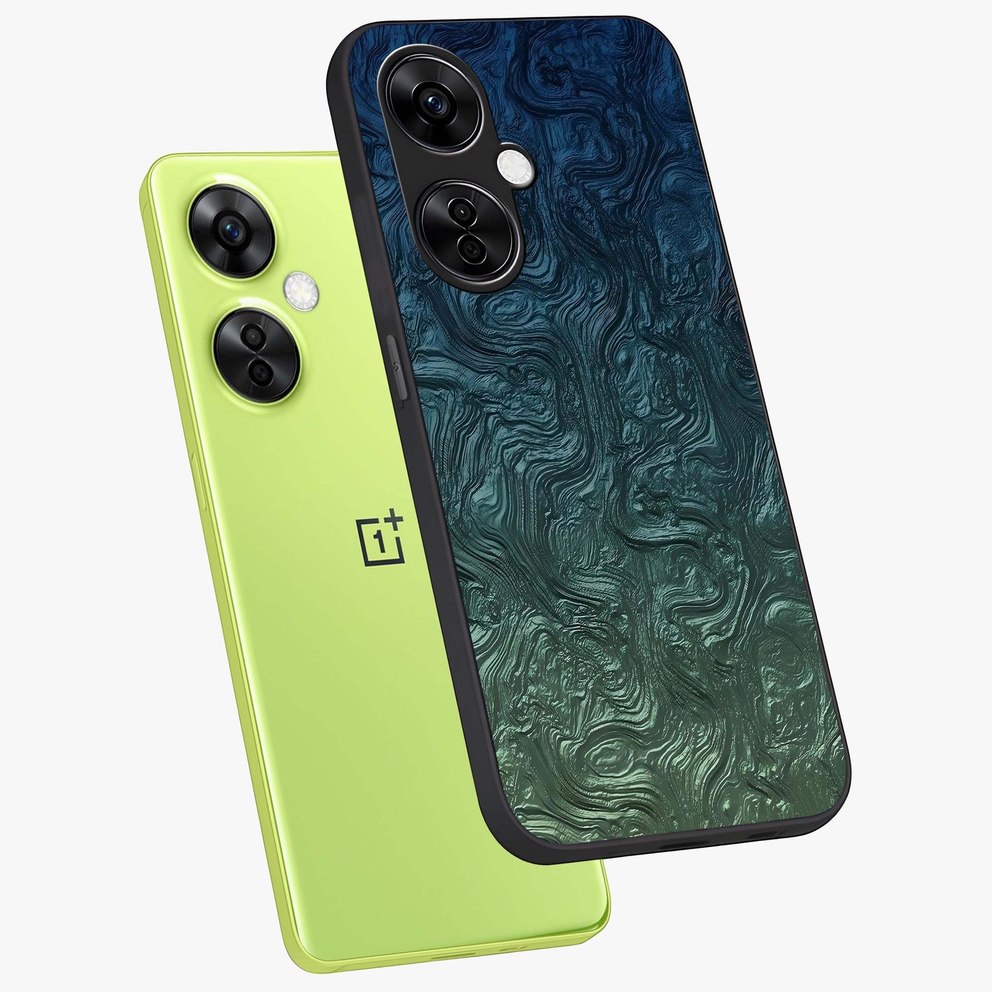 Marble Dream Blur Glass Case for 1+Nord CE 3 Lite angled mockup showcasing glossy finish and smooth gradient tones
