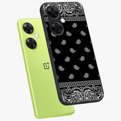 Retro Rebel Threads Glass Case for 1+Nord CE 3 Lite angled mockup showcasing glossy finish and classic retro tones
