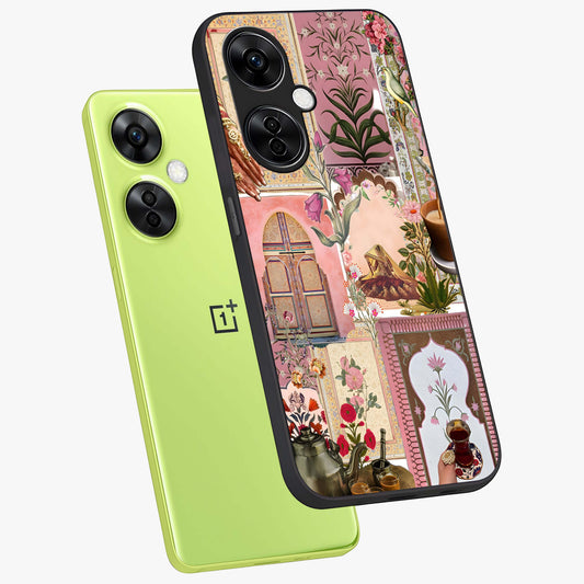 Royal Pink Legacy Glass Case for 1+Nord CE 3 Lite angled mockup showcasing glossy finish and refined pastel tones