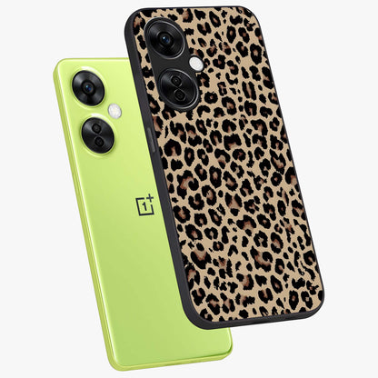Savage Chic Pattern Glass Case for 1+Nord CE 3 Lite angled mockup showcasing glossy finish and modern graphic detailing