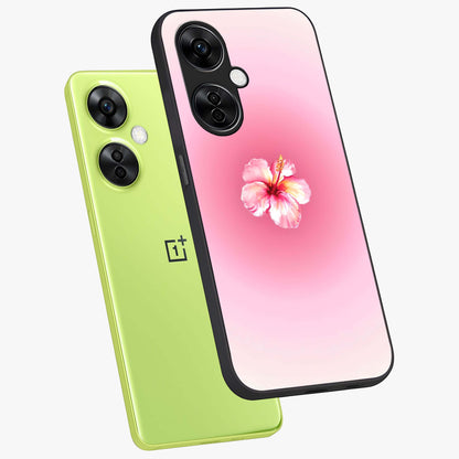 Soft Petal Serenity Glass Case for 1+Nord CE 3 Lite angled mockup showcasing glossy finish and calming bloom detailing