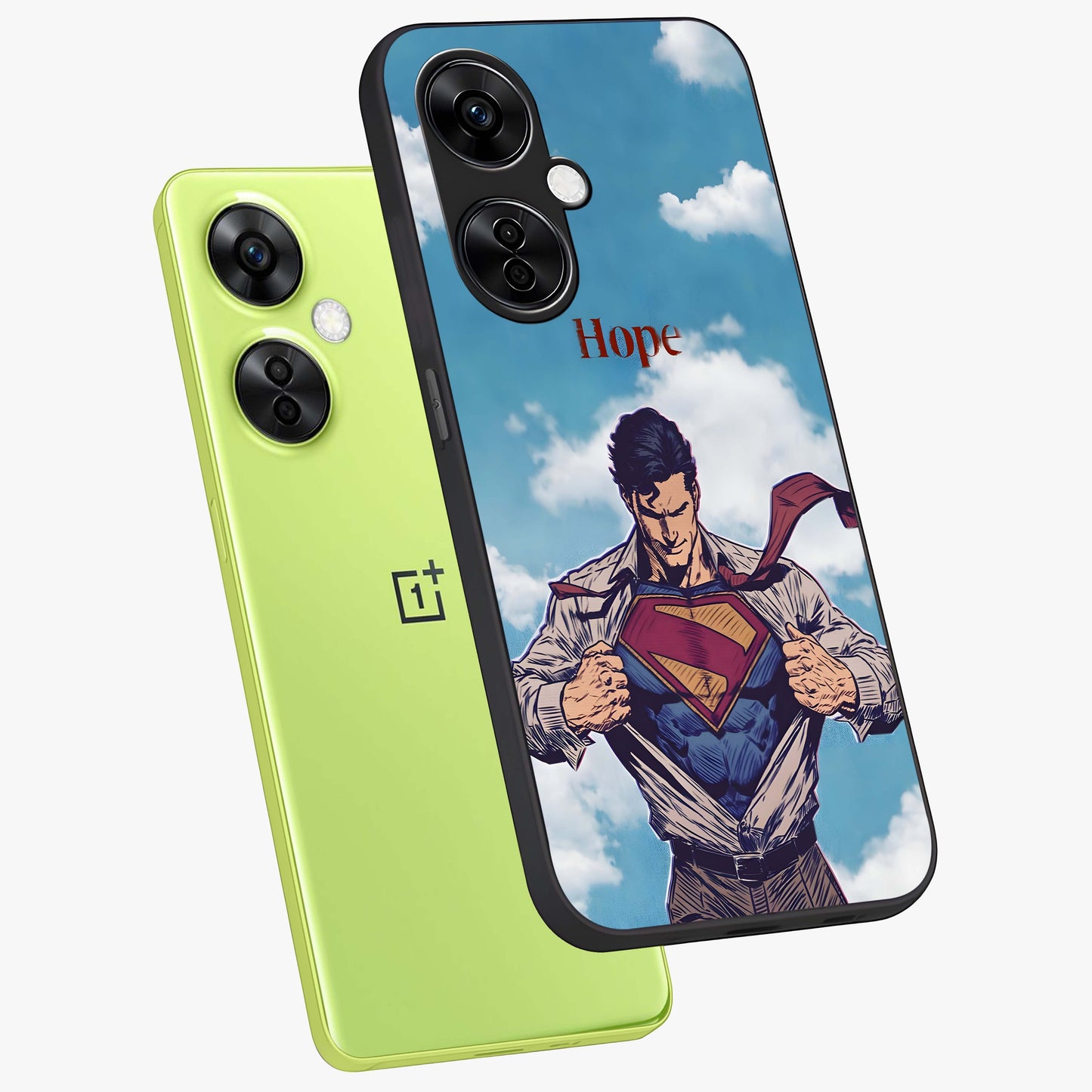 Symbol of Hope Glass Case for 1+Nord CE 3 Lite angled mockup showcasing glossy finish and uplifting design tones