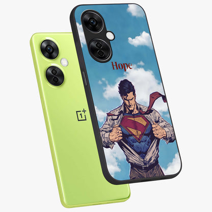 Symbol of Hope Glass Case for 1+Nord CE 3 Lite angled mockup showcasing glossy finish and uplifting design tones