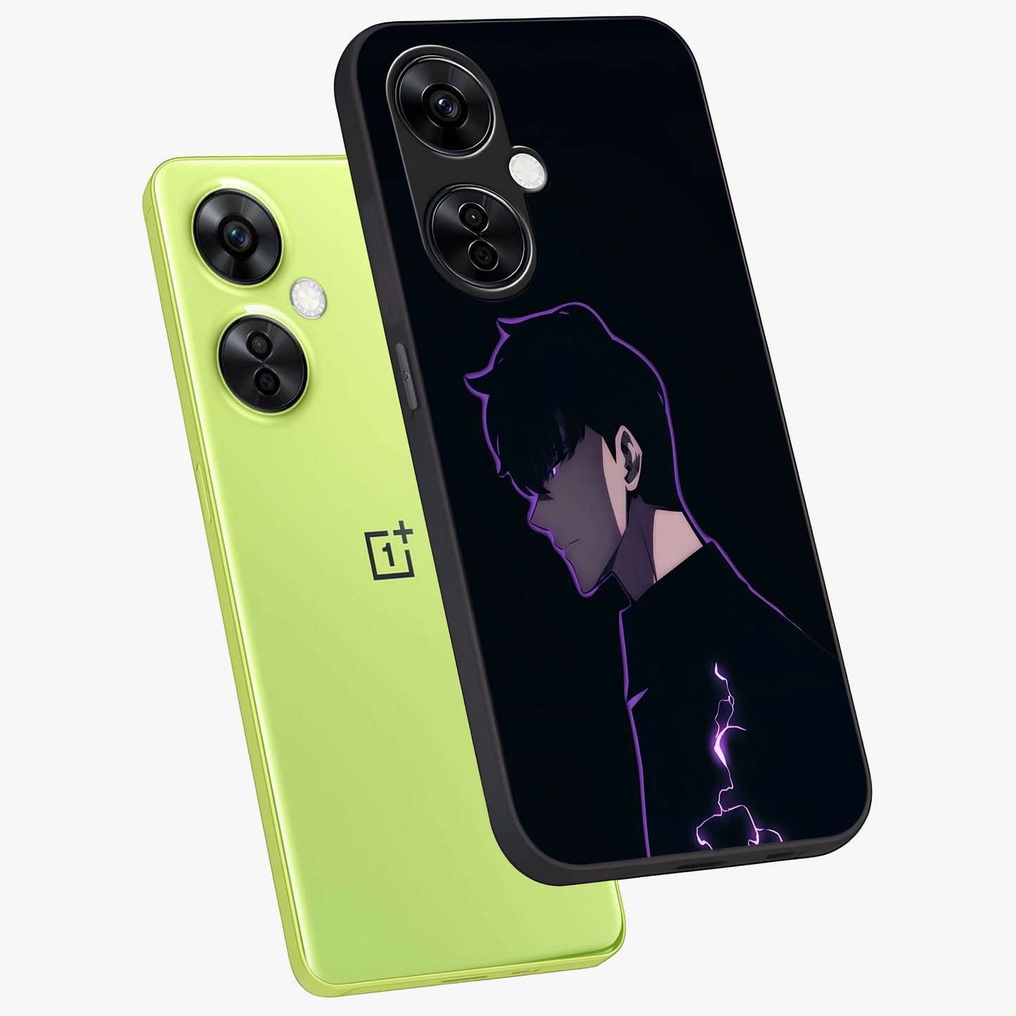 Void Lightning Phantom Glass Case for 1+Nord CE 3 Lite angled mockup showcasing glossy finish and high contrast detailing