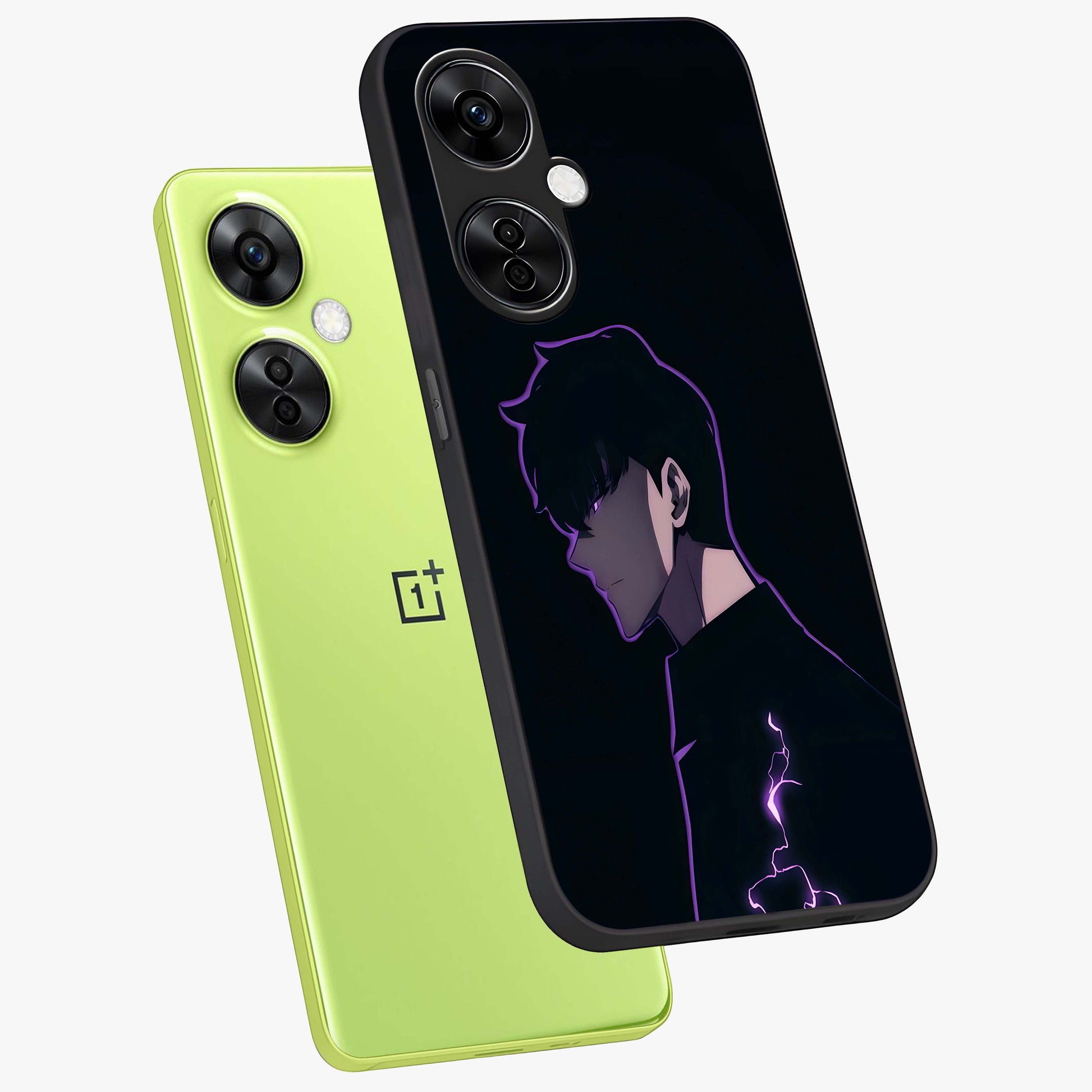 Void Lightning Phantom Glass Case for 1+Nord CE 3 Lite angled mockup showcasing glossy finish and high contrast detailing