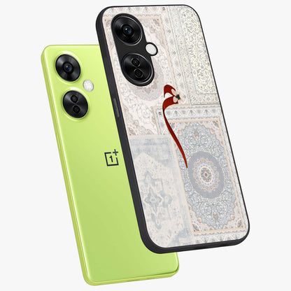 White Aesthetic Bow Glass Case for 1+Nord CE 3 Lite angled mockup showcasing glossy finish and elegant pastel detailing