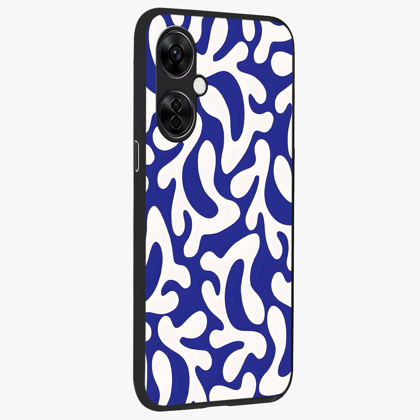 Abstract Coral Waves Glass Case for 1+Nord CE 3 Lite side perspective highlighting dynamic wave patterns and premium build