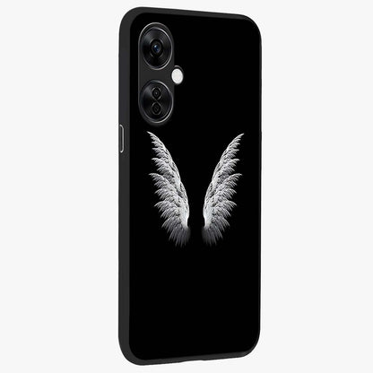 Angel Wing Grace Glass Case for 1+Nord CE 3 Lite side perspective highlighting delicate wing illustration details