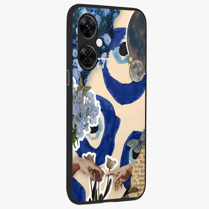 Blue Evil Divine Glass Case for 1+Nord CE 3 Lite side perspective highlighting protective charm detailing and smooth premium edges