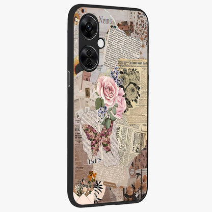 Butterfly News Bloom Glass Case for 1+Nord CE 3 Lite side perspective highlighting intricate bloom details and premium finish
