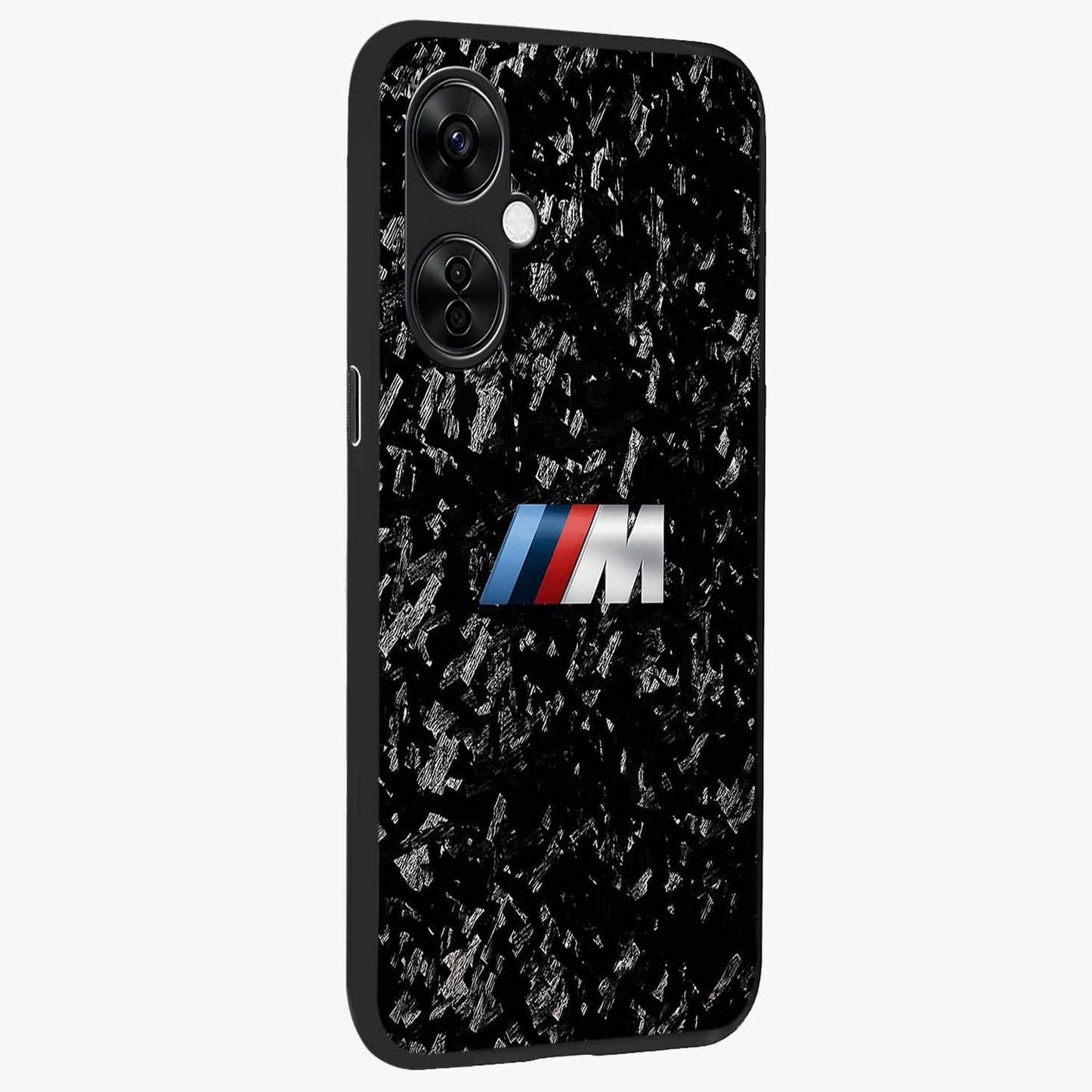 Carbon Speed Mark Glass Case for 1+Nord CE 3 Lite side perspective highlighting sleek sporty detailing and premium build