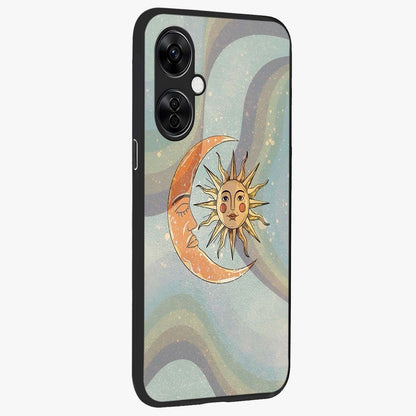 Celestial Harmony Vibes Glass Case for 1+Nord CE 3 Lite side perspective highlighting harmonious detailing and sleek edges