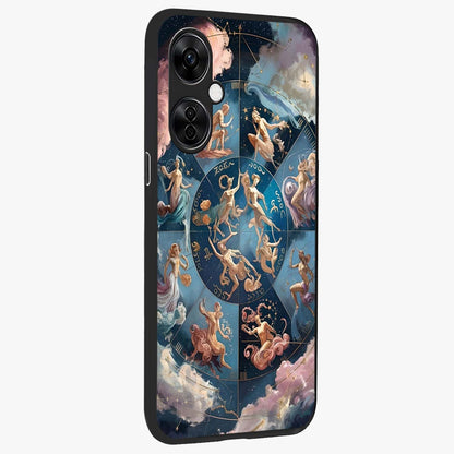 Celestial Signs Dance Glass Case for 1+Nord CE 3 Lite side perspective highlighting flowing celestial patterns and sleek edges