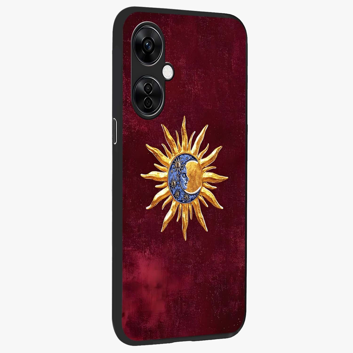 Celestial Unity Charm Glass Case for 1+Nord CE 3 Lite side perspective highlighting detailed charm elements and sleek edges