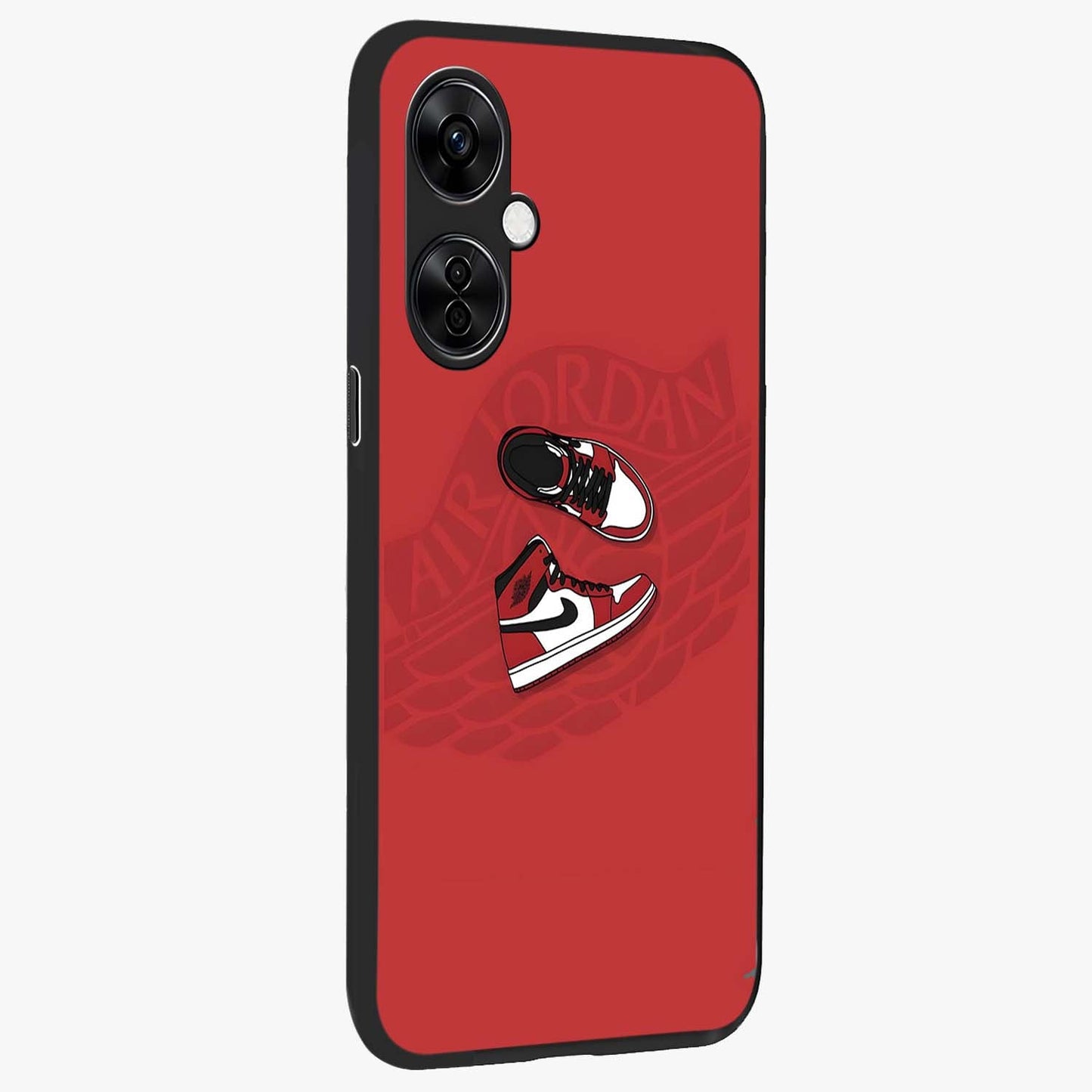 Classic Sneaker Float Glass Case for 1+Nord CE 3 Lite displayed upright for trendy sneaker visibility and premium finish.