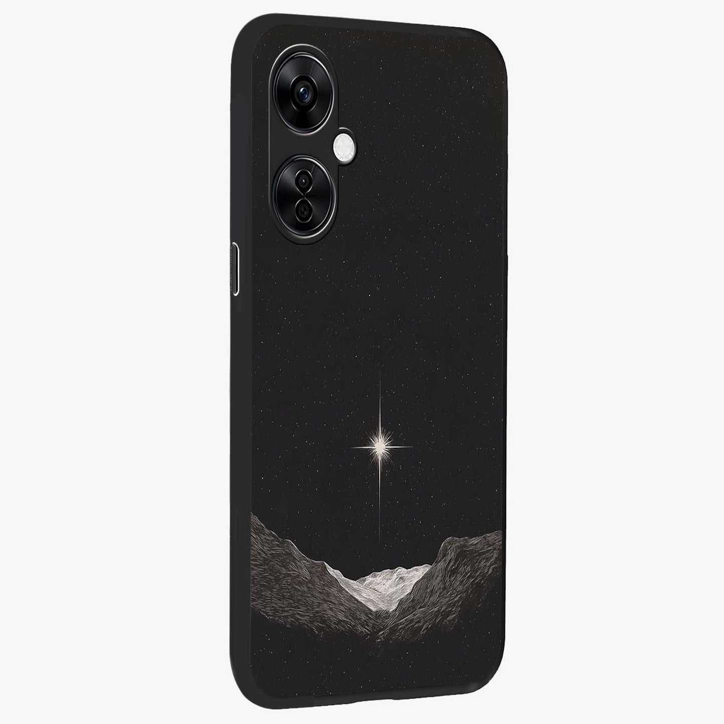 Cosmic Dream Night Glass Case for 1+Nord CE 3 Lite side perspective highlighting vibrant star detailing and premium build