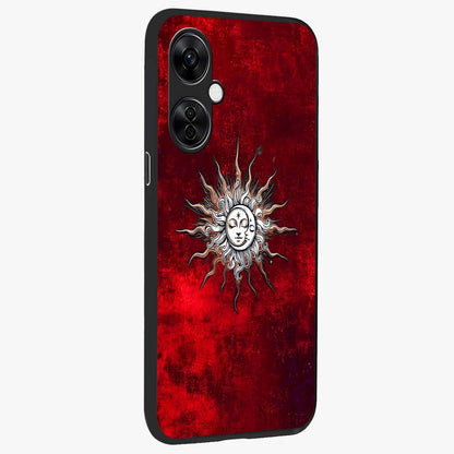 Cosmic Twin Eclipse Glass Case for 1+Nord CE 3 Lite side perspective highlighting eclipse detailing and premium smooth build
