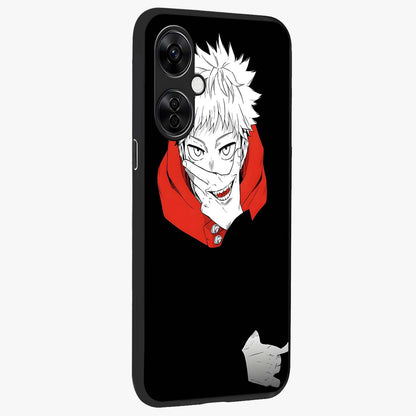 Crimson Chaos Smile Glass Case for 1+Nord CE 3 Lite side perspective highlighting intense color contrast and sleek edges